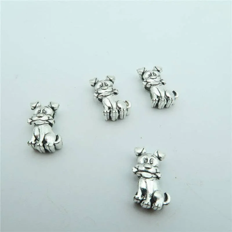 10 Pcs for 10mm flat leather,Antique Silver Dog jewelry supplies jewelry finding D-1-10-112