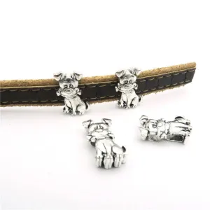 10 Pcs for 10mm flat leather,Antique Silver Dog jewelry supplies jewelry finding D-1-10-112