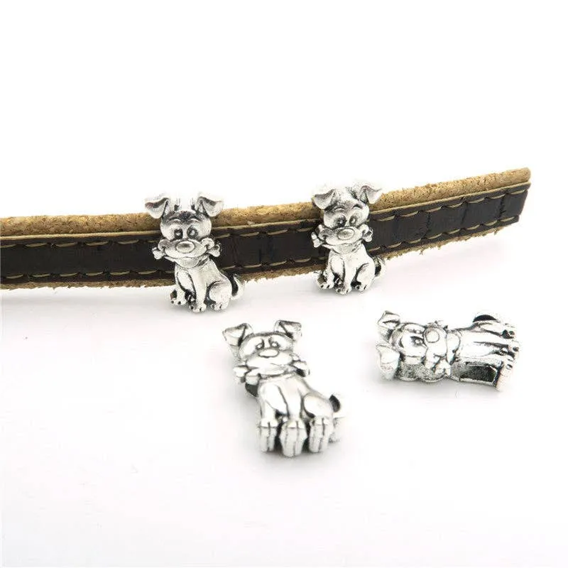 10 Pcs for 10mm flat leather,Antique Silver Dog jewelry supplies jewelry finding D-1-10-112