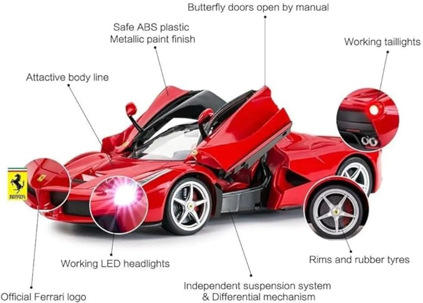 100 CLASSIC Officially Licensed RC Ferrari LaFerrari Remote Control RC Car Series 1:14 Scale Full Function Electric Sport Racing Hobby Toy Car (50100Red, 1:14)