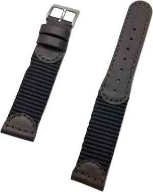 19mm Brown Leather and Nylon Watchband Compatible with Swiss Army Watch | Soft Genuine Leather and Black Nylon Replacement Watchstrap that brings New Life to Any Watch (Mens Length)
