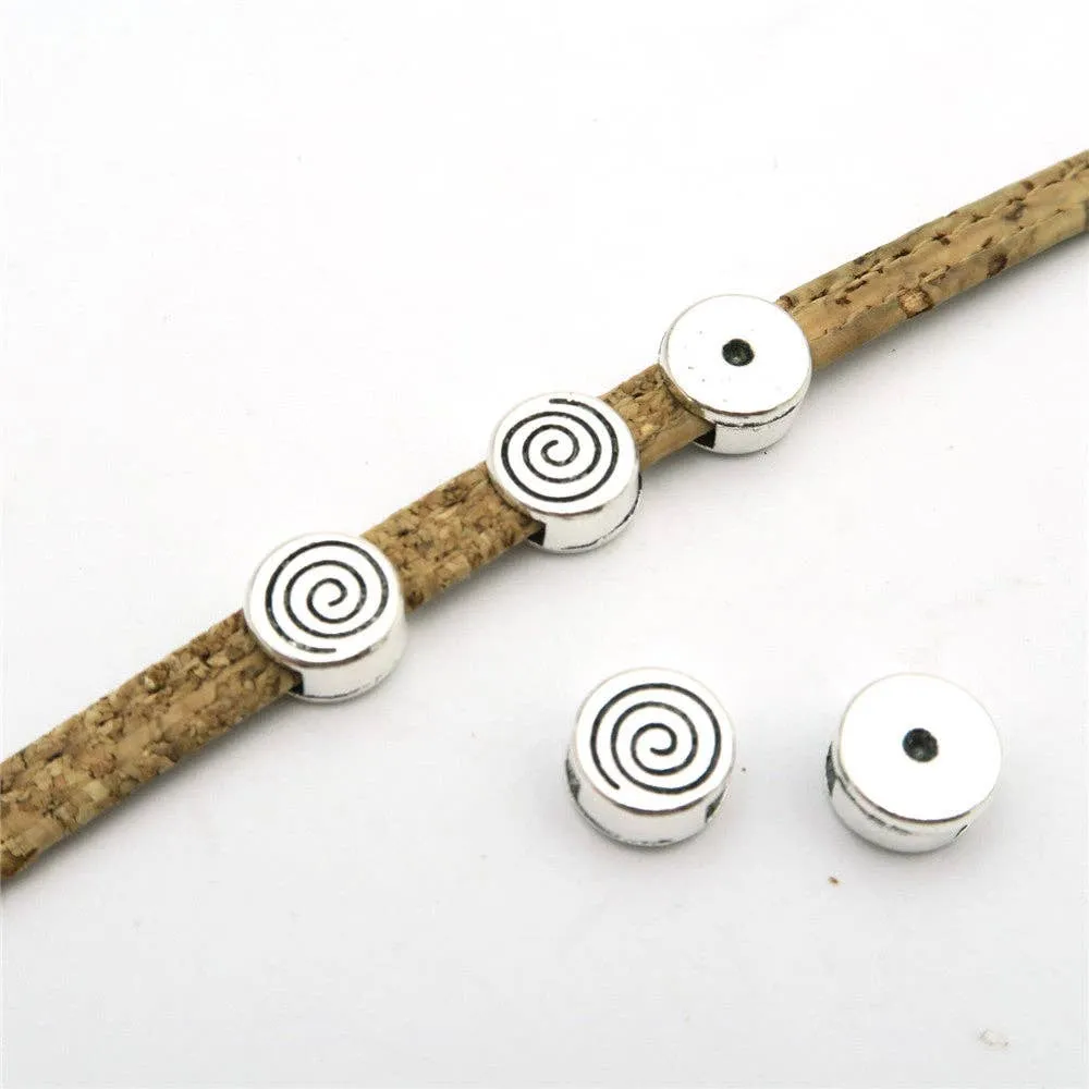 20 Pcs For 5mm flat leather, antique silver vortex slider jewelry supplies jewelry finding D-1-5-30