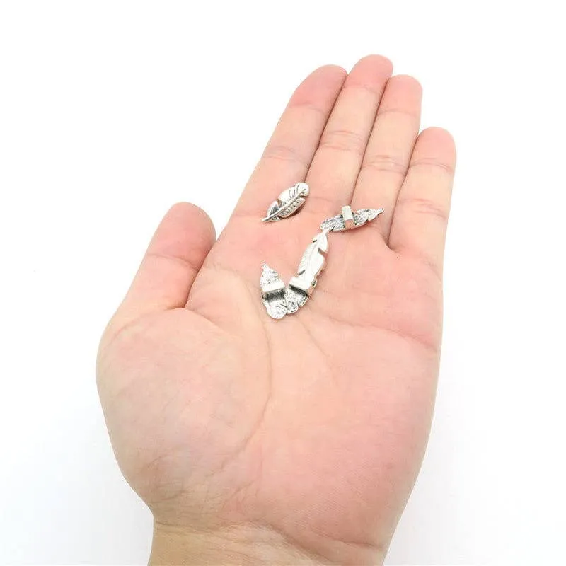 20 Pcs For 5mm flat leather,Antique silver Feather jewelry supplies jewelry finding D-1-5-6