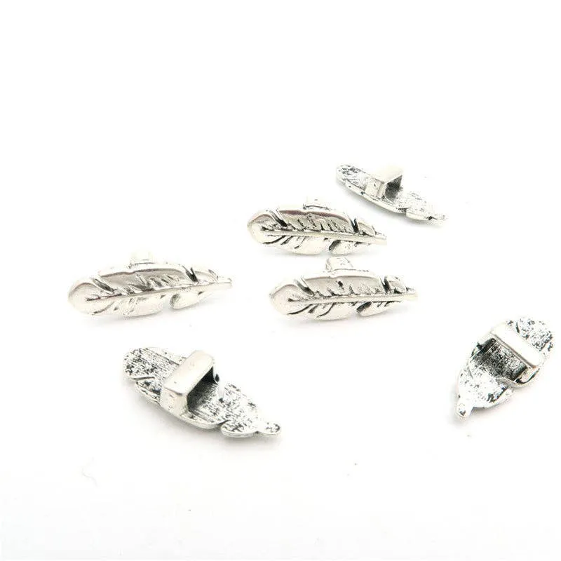 20 Pcs For 5mm flat leather,Antique silver Feather jewelry supplies jewelry finding D-1-5-6