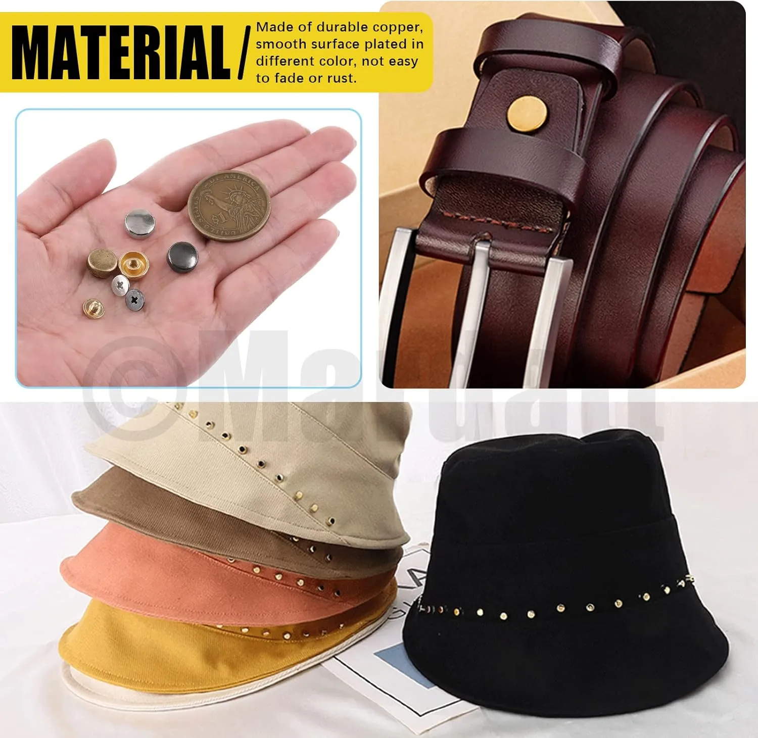 40 Sets 4 Colors Flat Head Stud with Screwdriver, Metal Purse Feet Rivets Screw Back Rivets Stud Nail Head Stud Handbag Feet Flat Buckle Button Cap Rivets for DIY Leather Craft