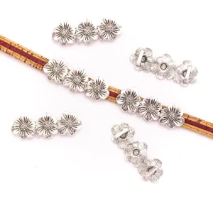 5Pcs For 10mm flat leather,AntiqueThree flower bracelet accessories jewelry supplies jewelry finding D-1-10-239