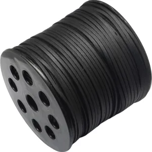 98 Yards 2.7MM Black Faux Suede Cord Flat Vegan One Side Covering Leather String Korean Imitation Leather Lace Bulk Rolls with Spool for Jewelry Making Necklaces Beading Bracelets Diy Supply