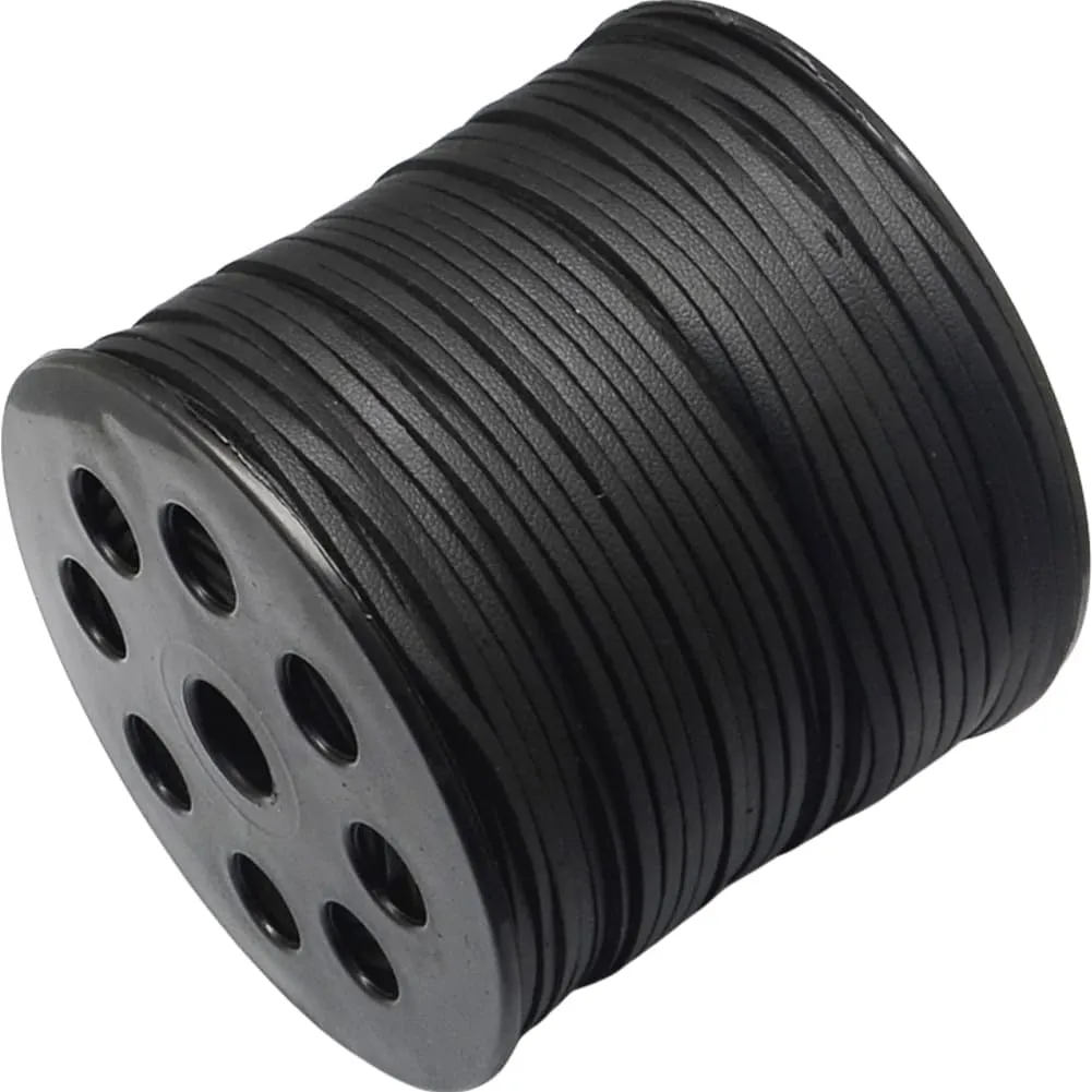 98 Yards 2.7MM Black Faux Suede Cord Flat Vegan One Side Covering Leather String Korean Imitation Leather Lace Bulk Rolls with Spool for Jewelry Making Necklaces Beading Bracelets Diy Supply