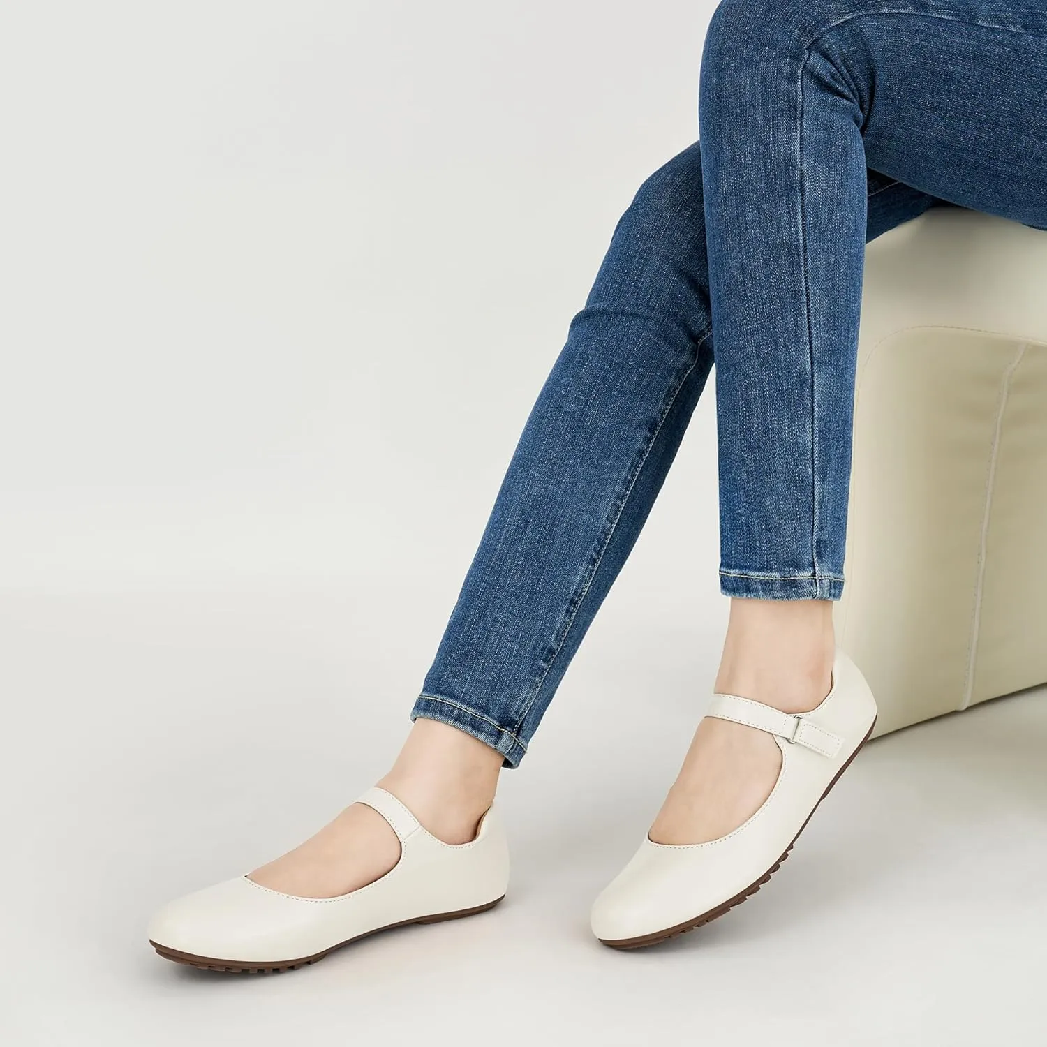 Ablanczoom Mary Jane Flats for Women: Dressy Round Toe Ankle Strap Ballet Flats Comfortable Dress Shoes for Work Office Business