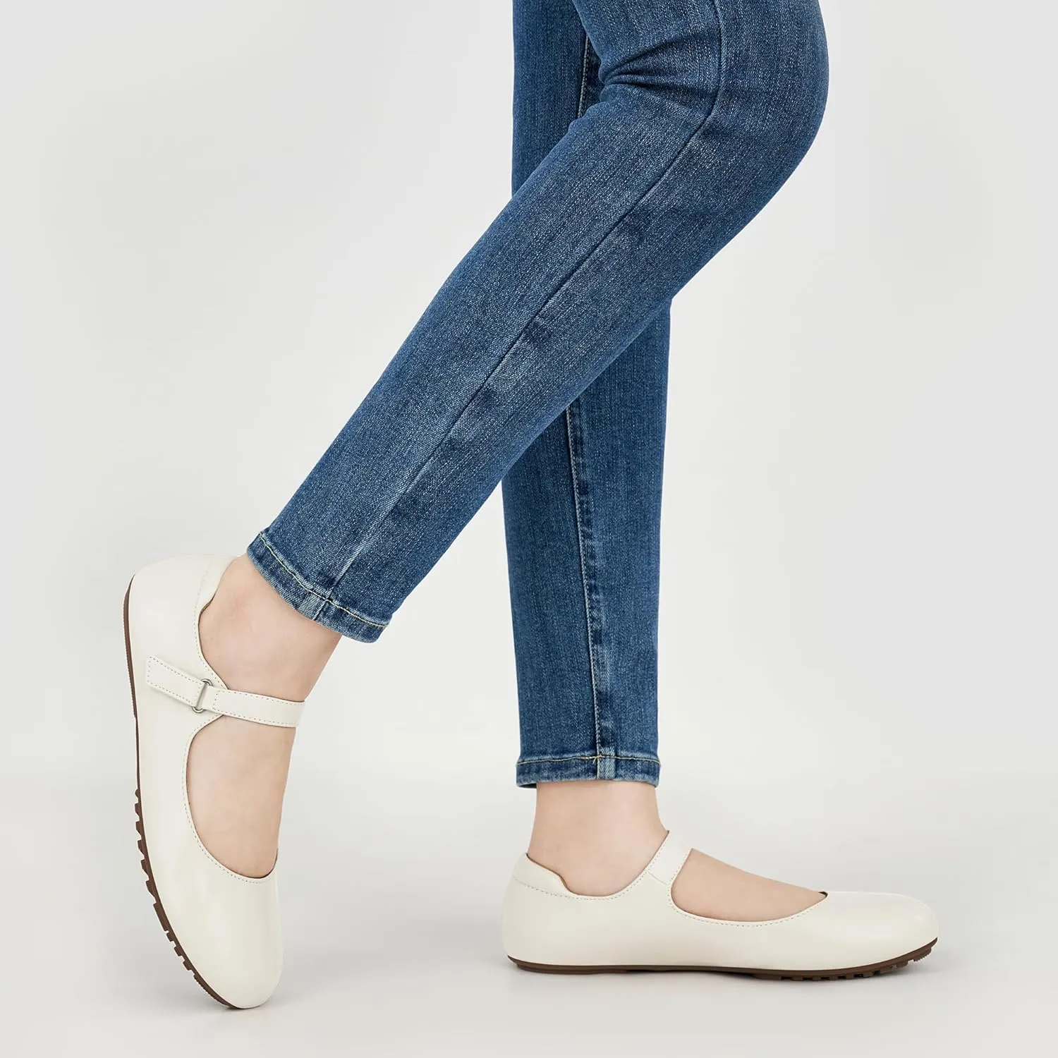 Ablanczoom Mary Jane Flats for Women: Dressy Round Toe Ankle Strap Ballet Flats Comfortable Dress Shoes for Work Office Business