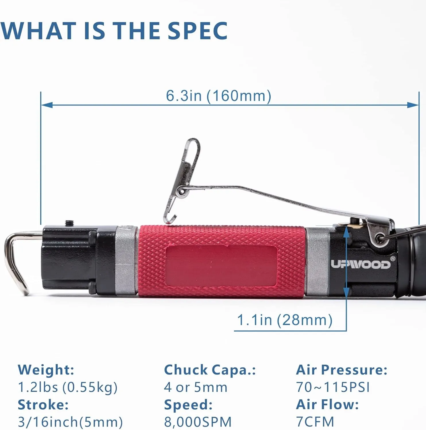 Air Reciprocating File Body Saw, Multi-function Low Vibration 8000spm Pneumatic Cutting Tool & Abrasive Tool with 4 Files and 5 Saw Blades (Stroke Length: 5mm)