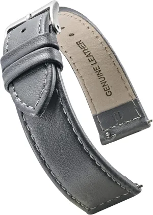 ALPINE flat Stitched Genuine Leather Watch strap with Quick Release Spring Bars - Black, Brown, burgundy, red, pink, blue, grey - 12-22 mm