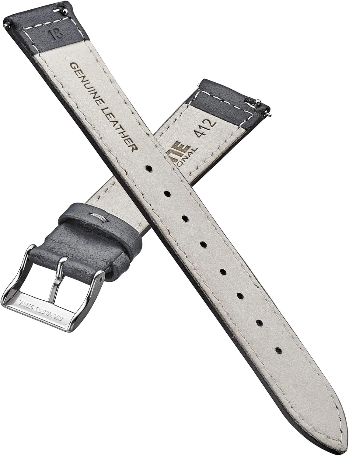 ALPINE flat Stitched Genuine Leather Watch strap with Quick Release Spring Bars - Black, Brown, burgundy, red, pink, blue, grey - 12-22 mm