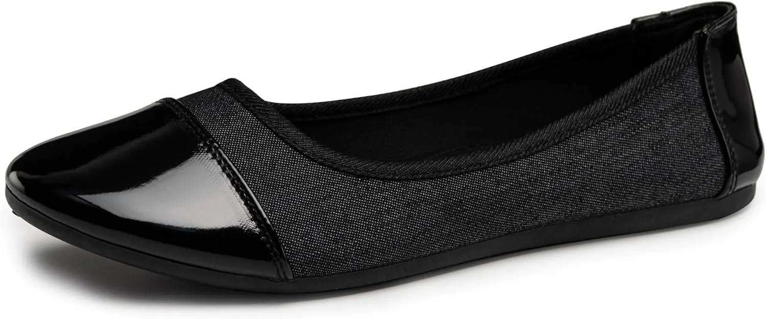 Alpine Swiss Kelly Cap Toe Ballet Flats Two Tone Comfortable Slip On Flat Shoes