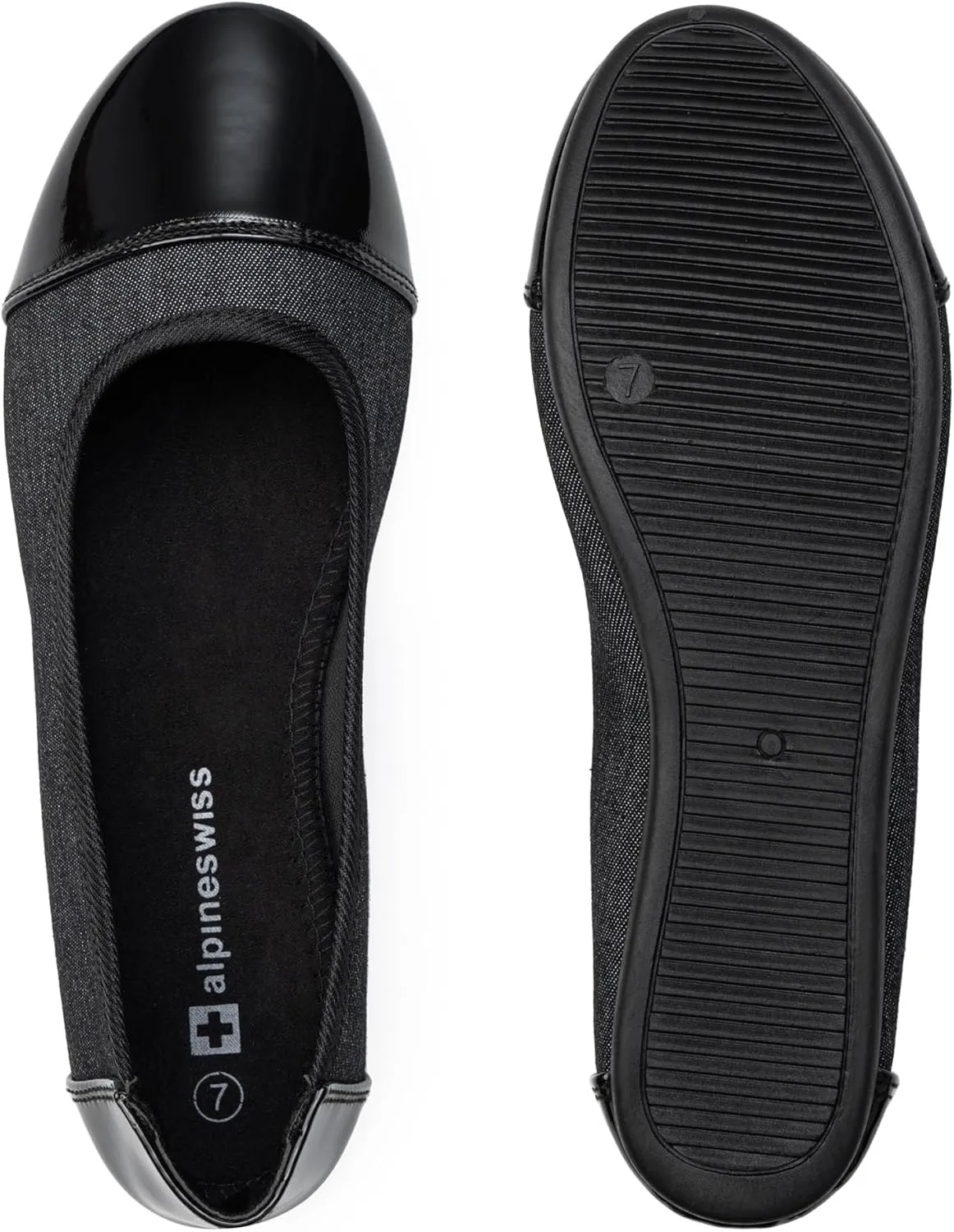 Alpine Swiss Kelly Cap Toe Ballet Flats Two Tone Comfortable Slip On Flat Shoes