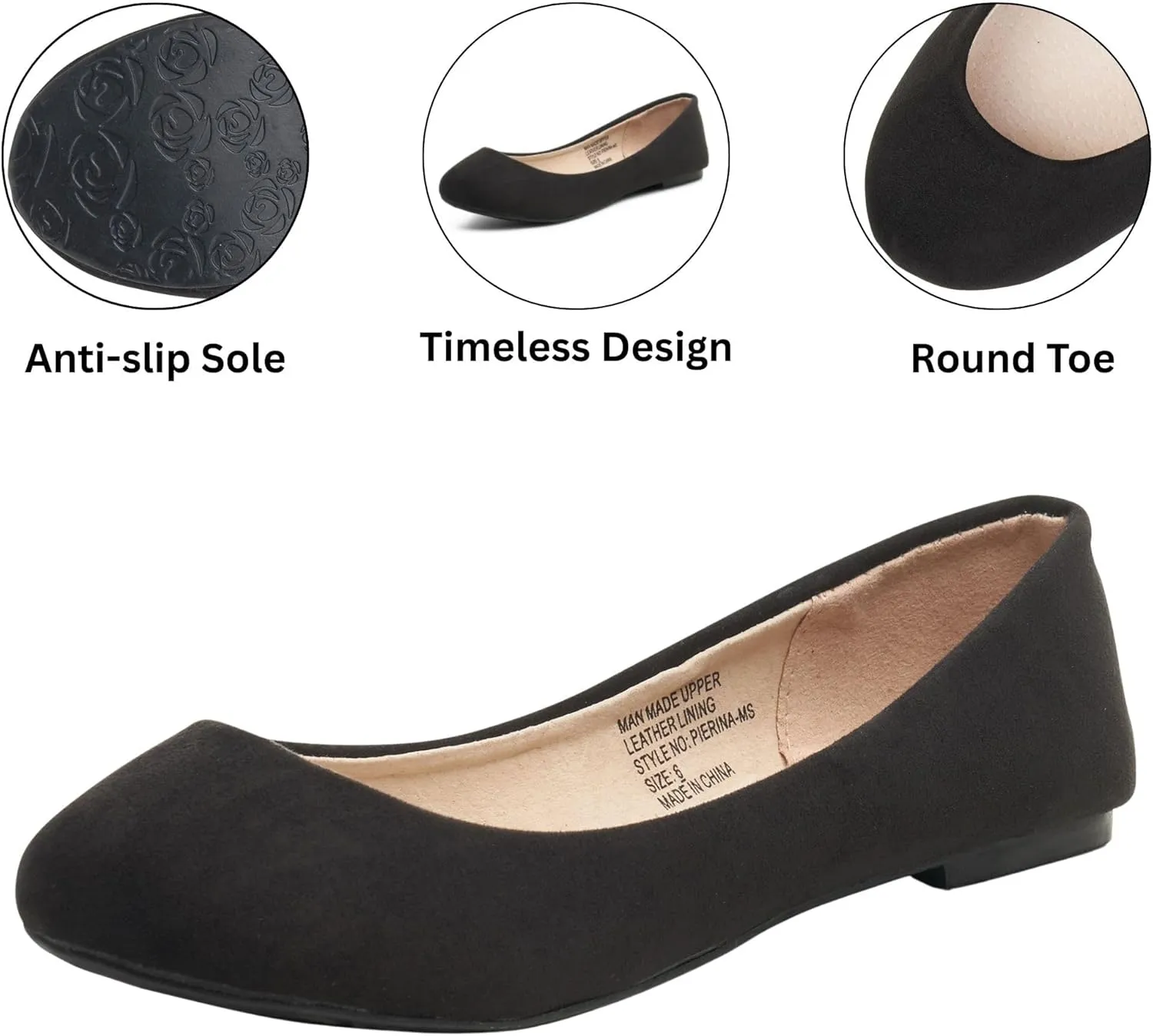Alpine Swiss Womens Pierina Round Toe Ballet Flats