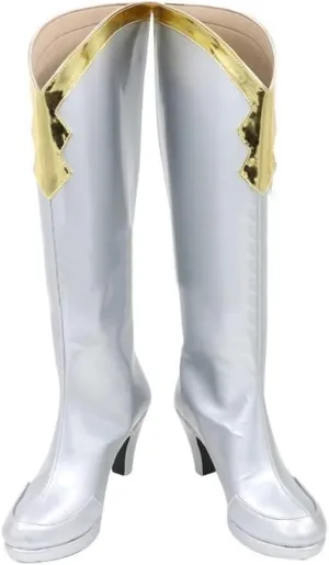 Altria Pendragon Cosplay Shoes Boots Halloween Women Silver High Heels Shoes