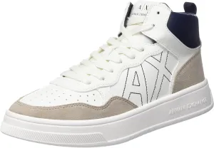 Armani Exchange Women's Seattle Mid Trainers with Contrast Stitched Logo, Off white beige, 39.5 EU Schmal