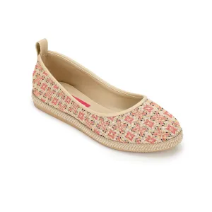 Beige Voyage Round Toe Flower