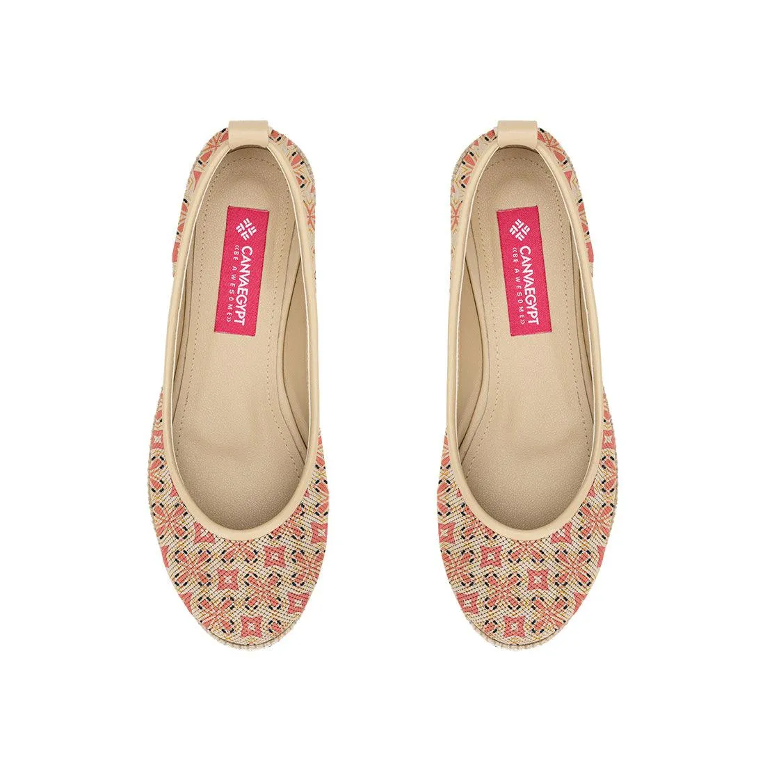 Beige Voyage Round Toe Flower