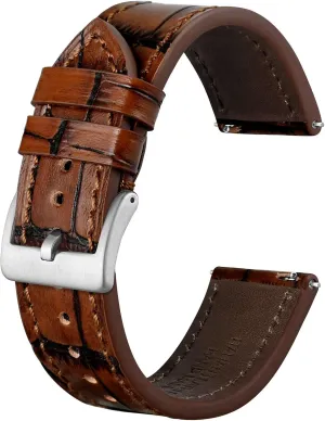 BISONSTRAP Sophisticated Watch Bands 18mm 20mm 22mm, Italian Leather with Alligator Embossed Pattern, Quick Release Replacement Straps
