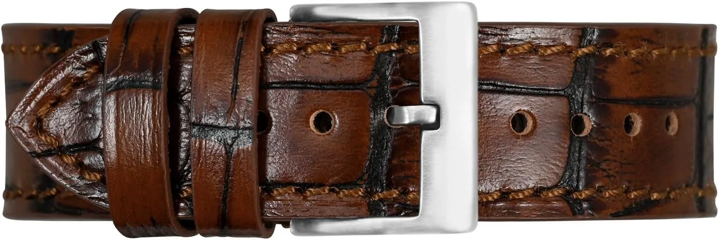 BISONSTRAP Sophisticated Watch Bands 18mm 20mm 22mm, Italian Leather with Alligator Embossed Pattern, Quick Release Replacement Straps