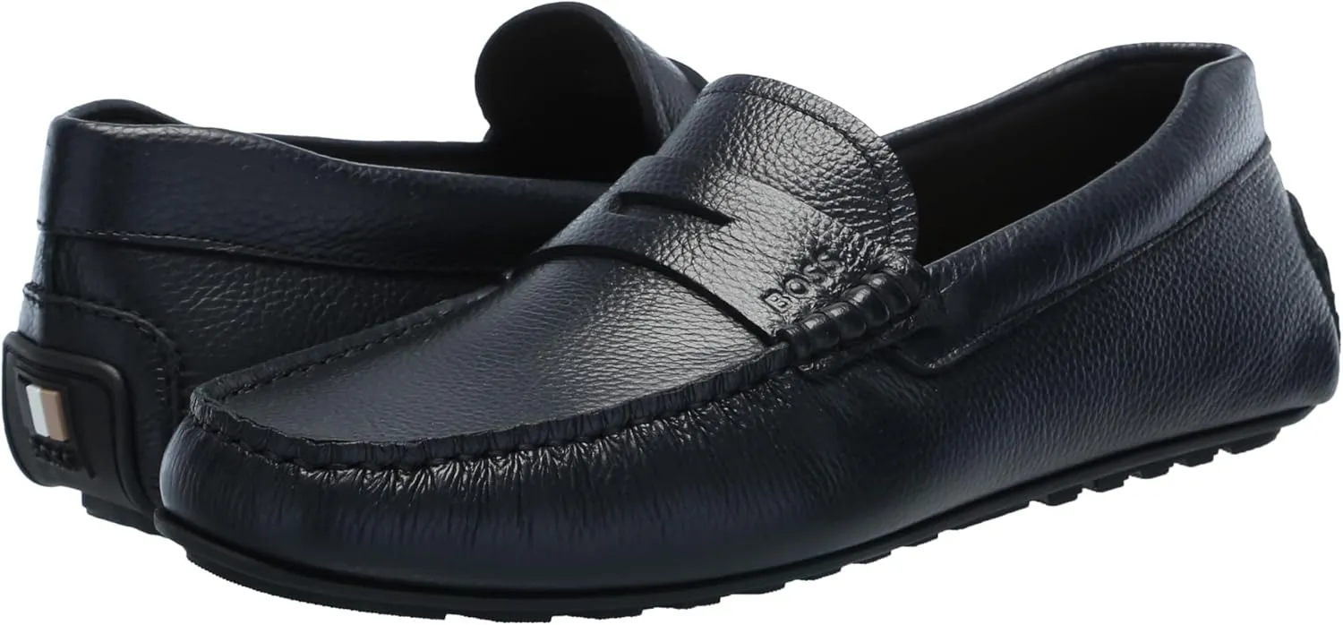 BOSS Men's Noel Grainy Leather Moccasins