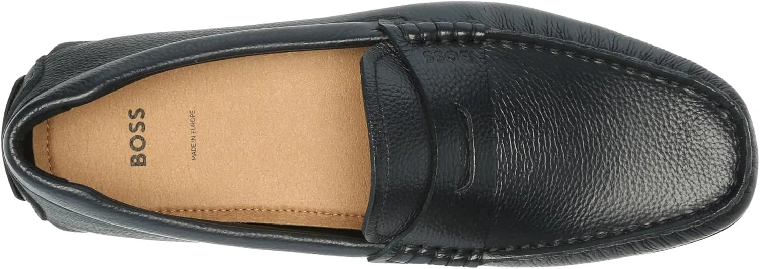 BOSS Men's Noel Grainy Leather Moccasins