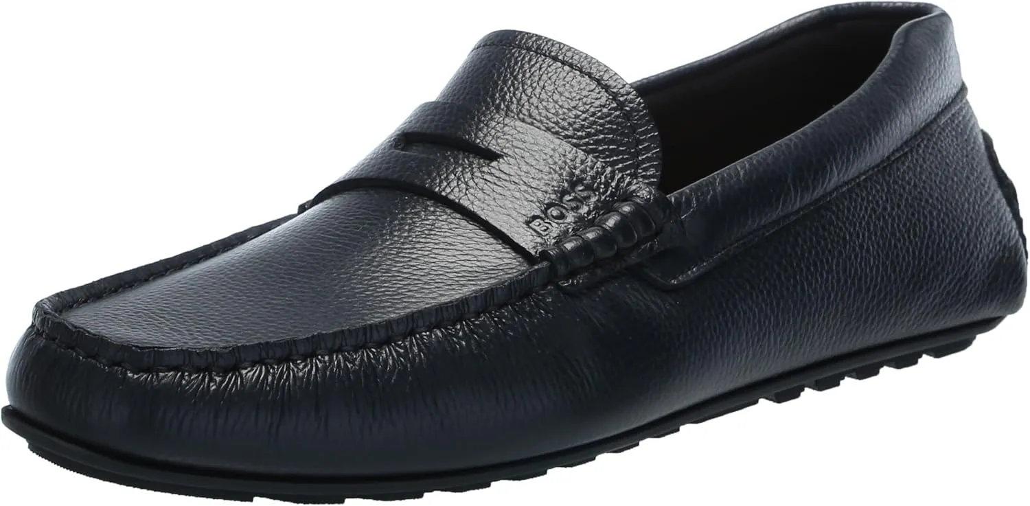 BOSS Men's Noel Grainy Leather Moccasins