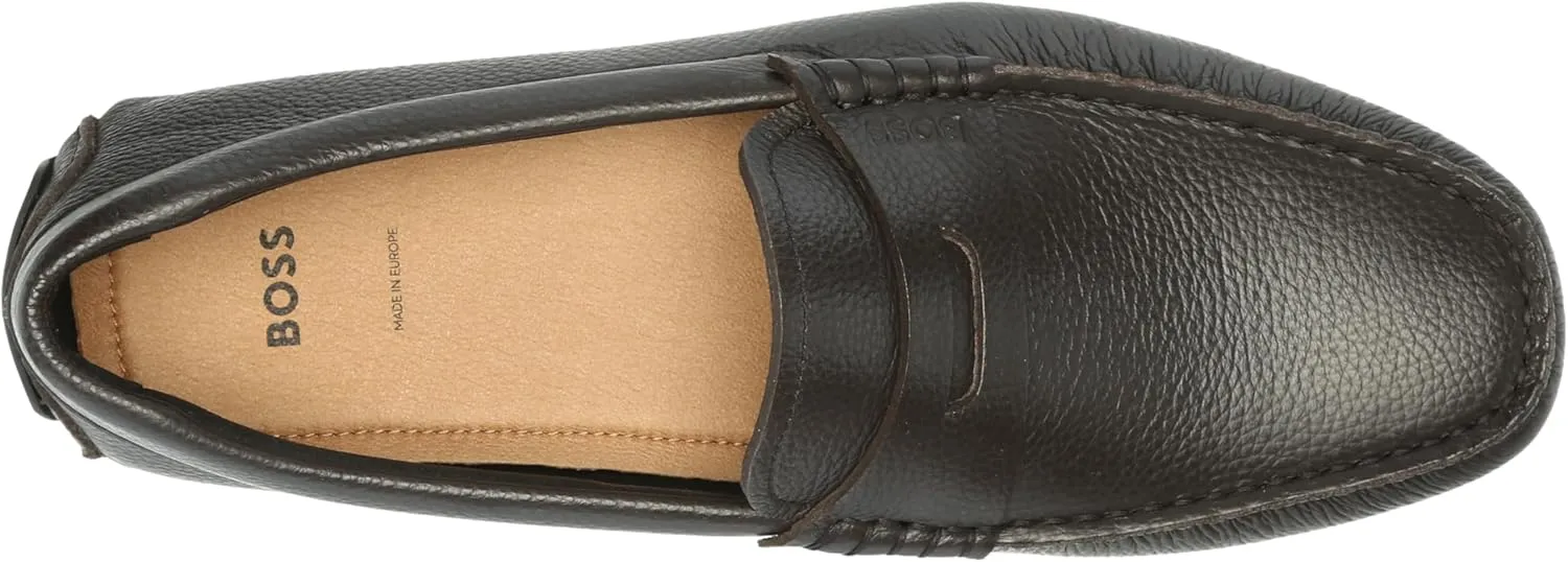 BOSS Men's Noel Grainy Leather Moccasins