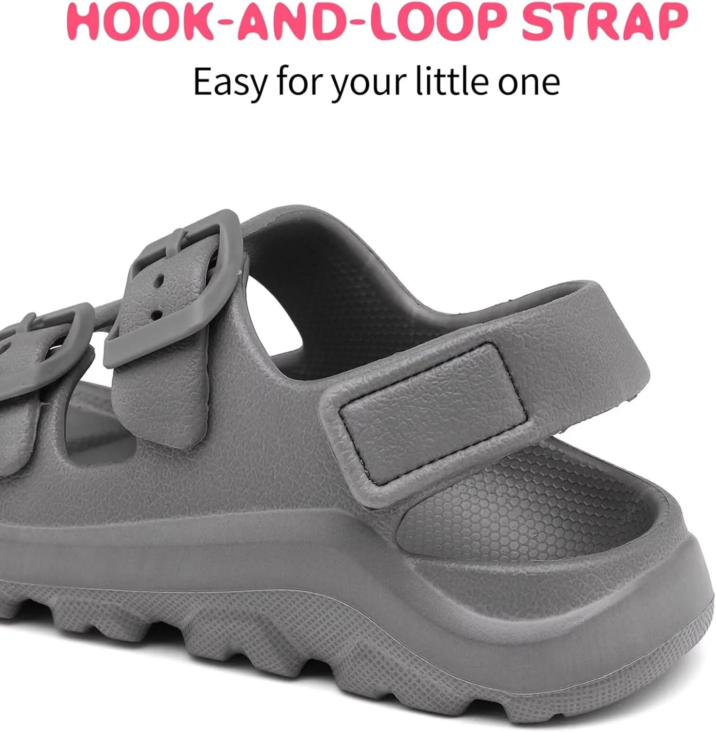 Boys Girls Toddler Little Kid Sandals Buckle Adjustable Water Sandal With Hook Loop Back Strap(Toddler 5-Little Kid 12)