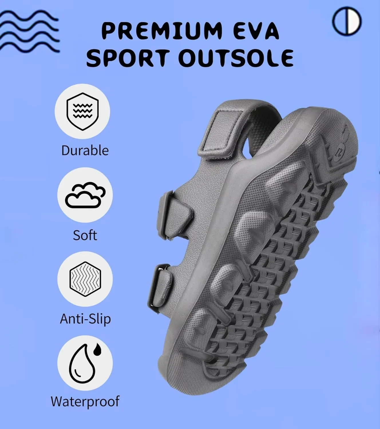 Boys Girls Toddler Little Kid Sandals Buckle Adjustable Water Sandal With Hook Loop Back Strap(Toddler 5-Little Kid 12)