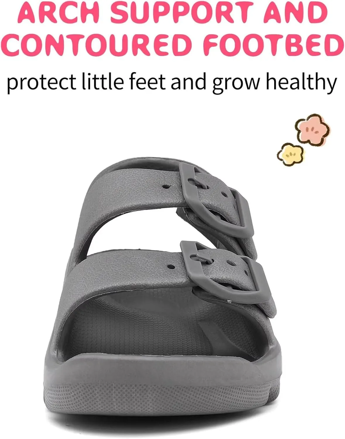 Boys Girls Toddler Little Kid Sandals Buckle Adjustable Water Sandal With Hook Loop Back Strap(Toddler 5-Little Kid 12)