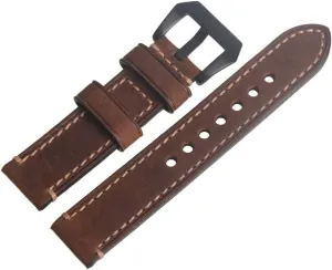 Brown Vintage Genuine Leather 20mm Replacement Watchband Wristwatch Watch Strap Band with Black Buckle