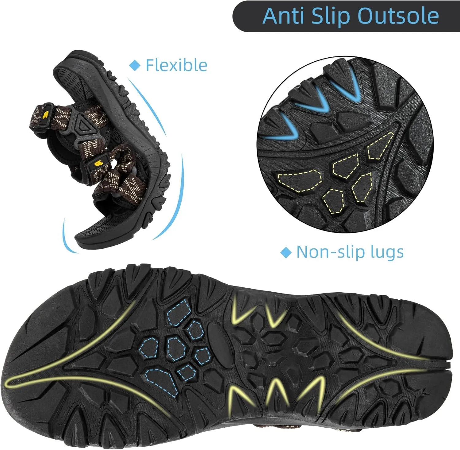 CAMELSPORTS Men’s Sandals Hiking Athletic Sandals Non-slip Water Sandals Comfortable Sport Sandals Open Toe Casual Beach Sandals