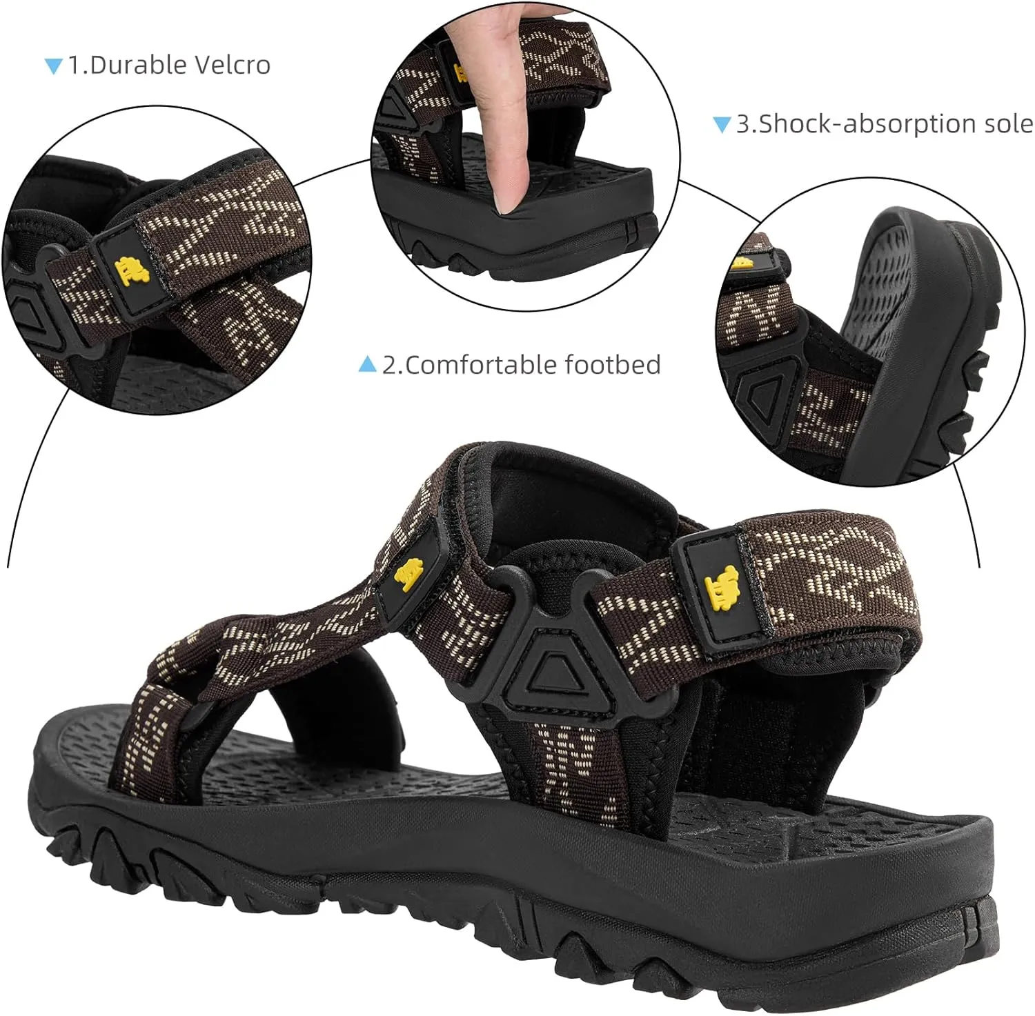 CAMELSPORTS Men’s Sandals Hiking Athletic Sandals Non-slip Water Sandals Comfortable Sport Sandals Open Toe Casual Beach Sandals