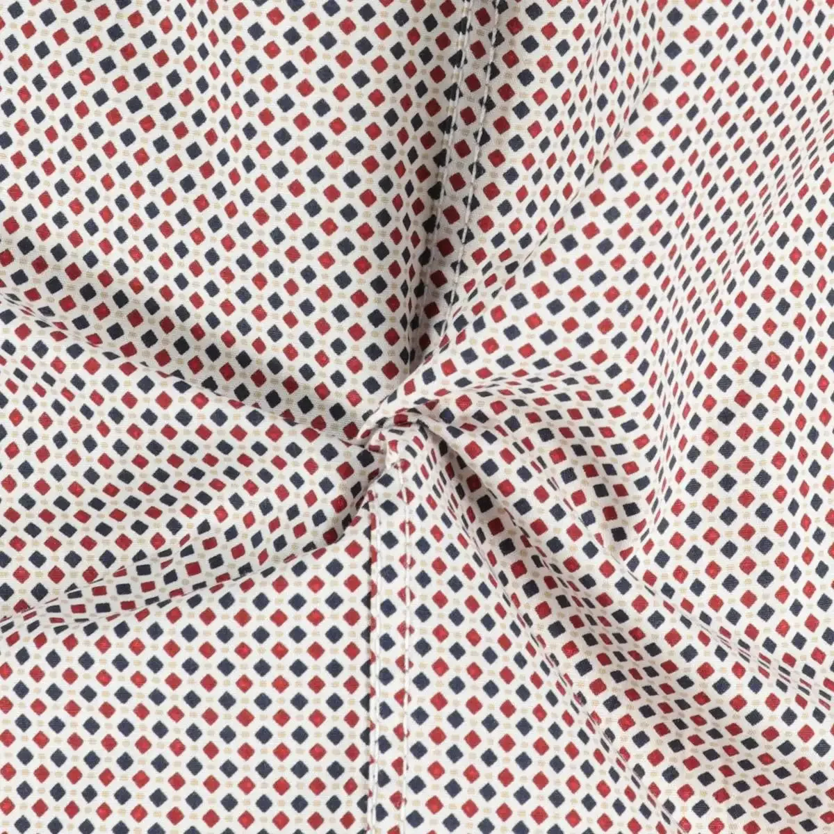 Casa Moda Short Sleeve Shirt Casual Fit Diamond Print Red/Navy