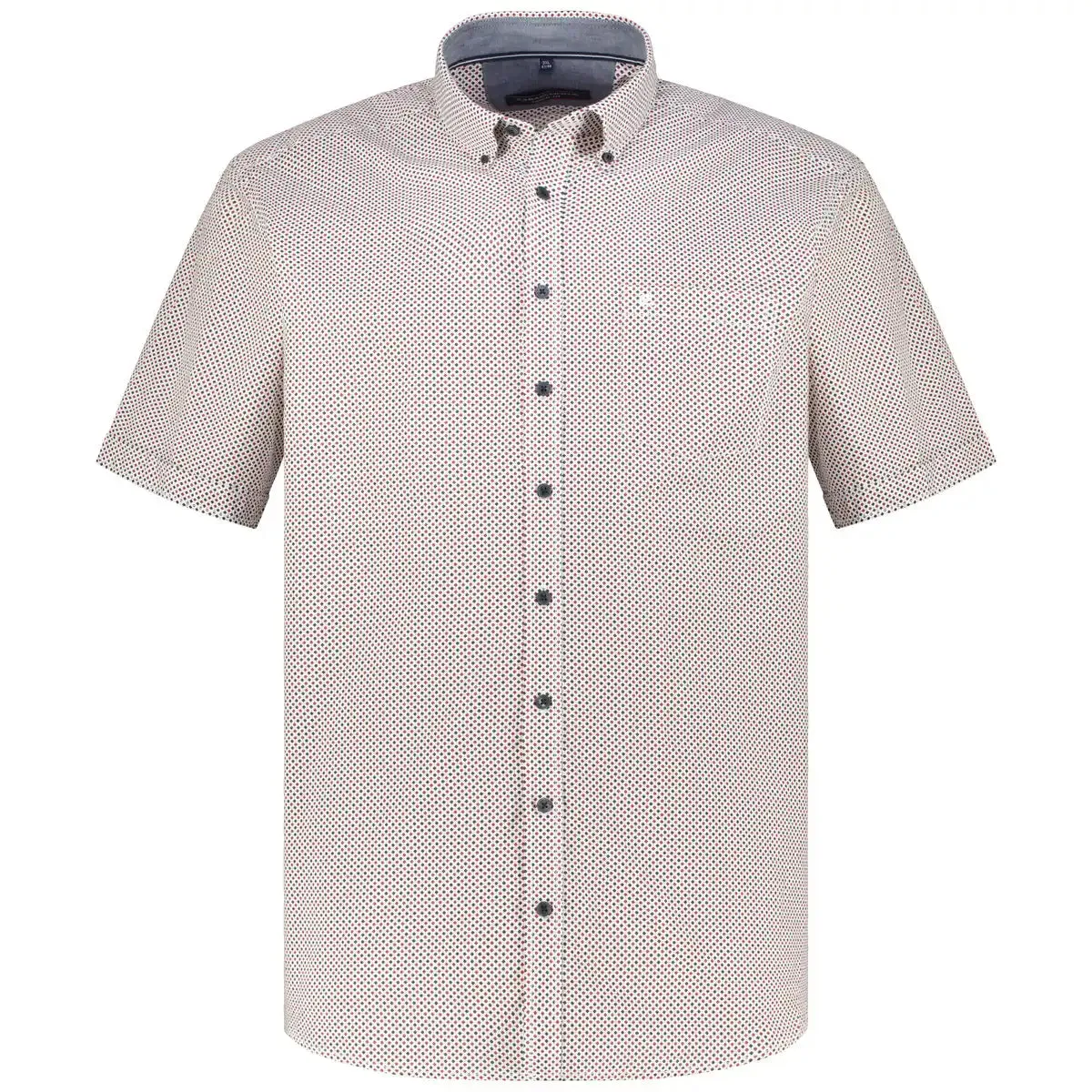 Casa Moda Short Sleeve Shirt Casual Fit Diamond Print Red/Navy