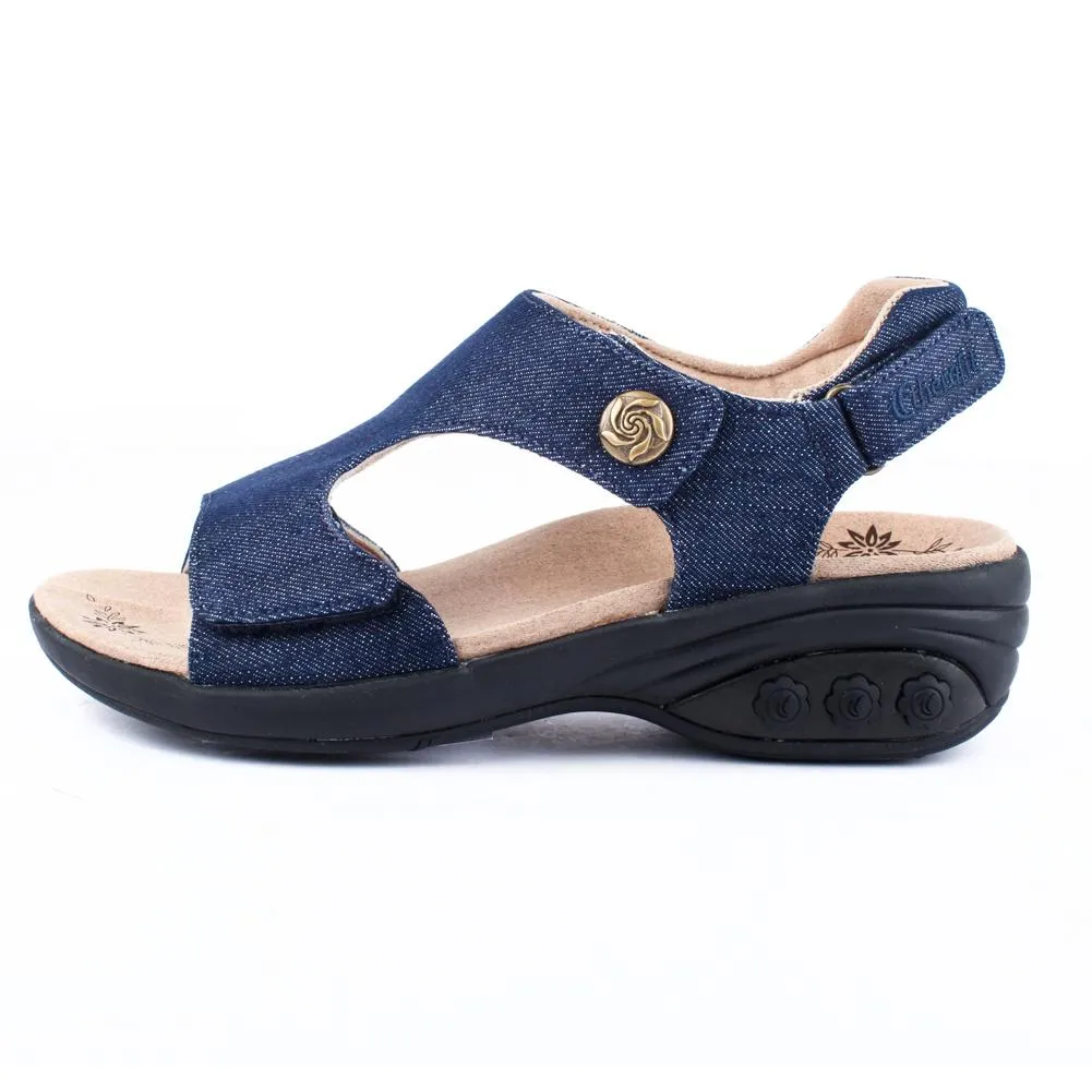 Cassandra Women's Fabric Adjustable Strap Wedge Sandal