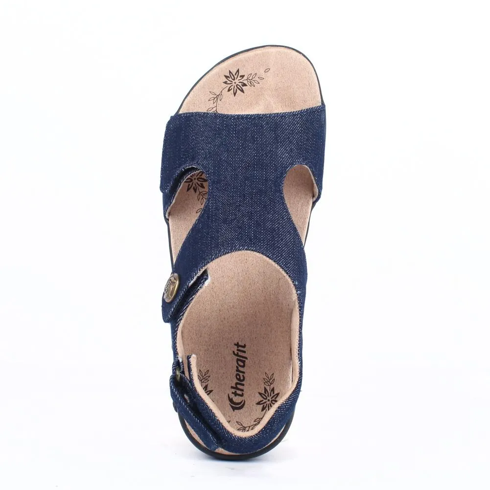 Cassandra Women's Fabric Adjustable Strap Wedge Sandal