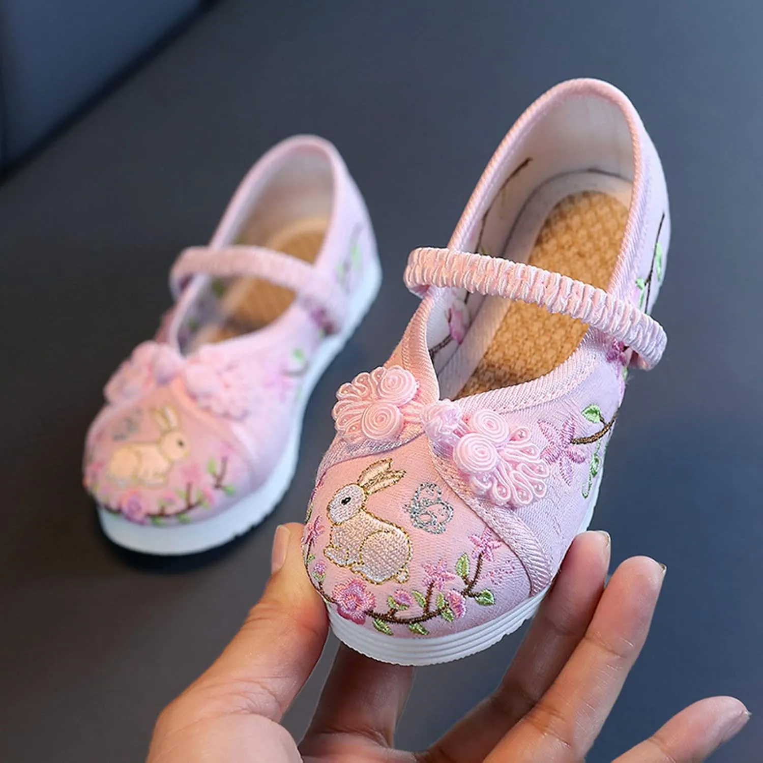 Chinese Traditional Embroidered Shoes Girls Ancient Round Toe Floral Flat𝘀 Fairy Sandals for Teen Girls