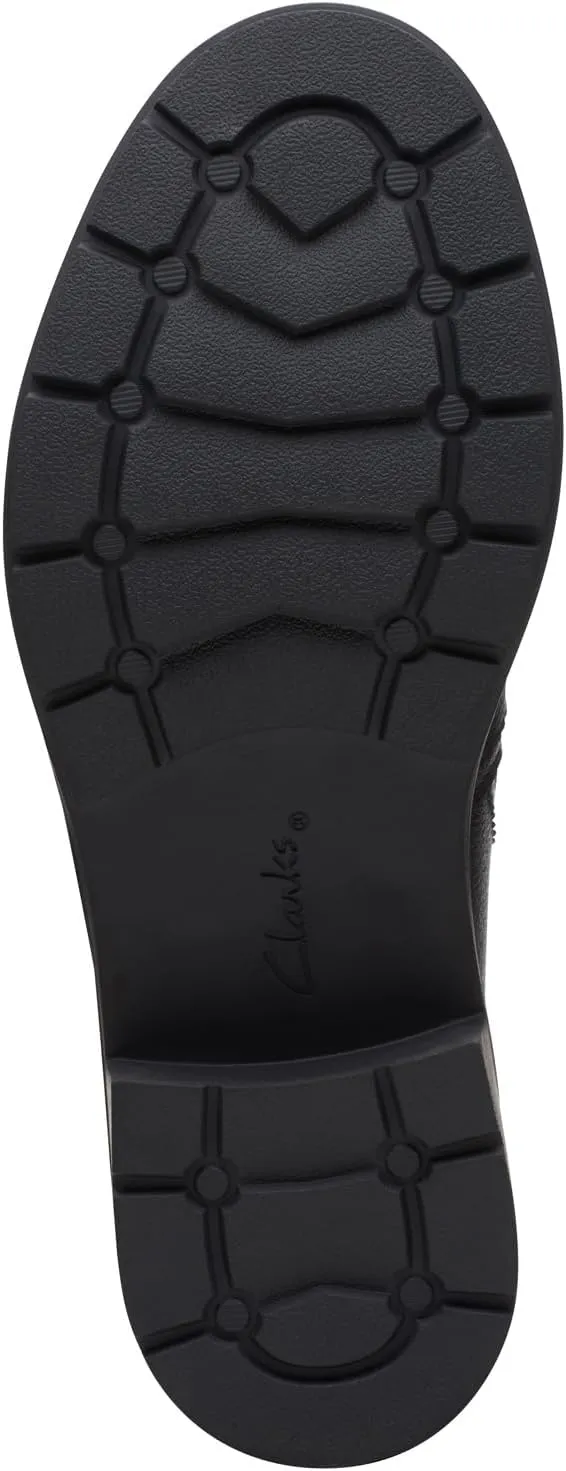 Clarks Womens Hearth Dove Leather Ruched Booties