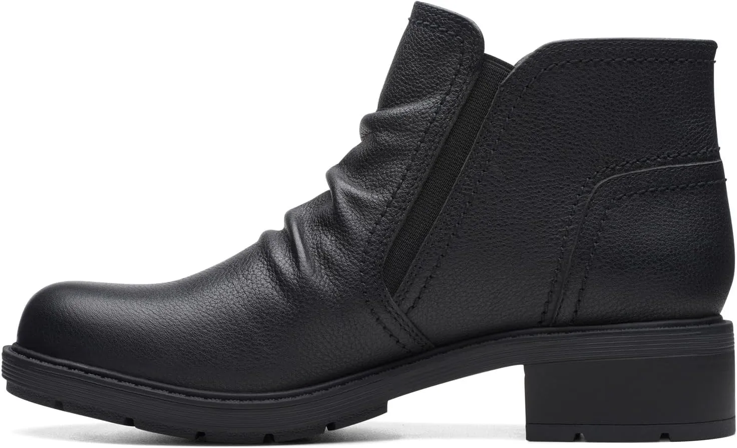 Clarks Womens Hearth Dove Leather Ruched Booties