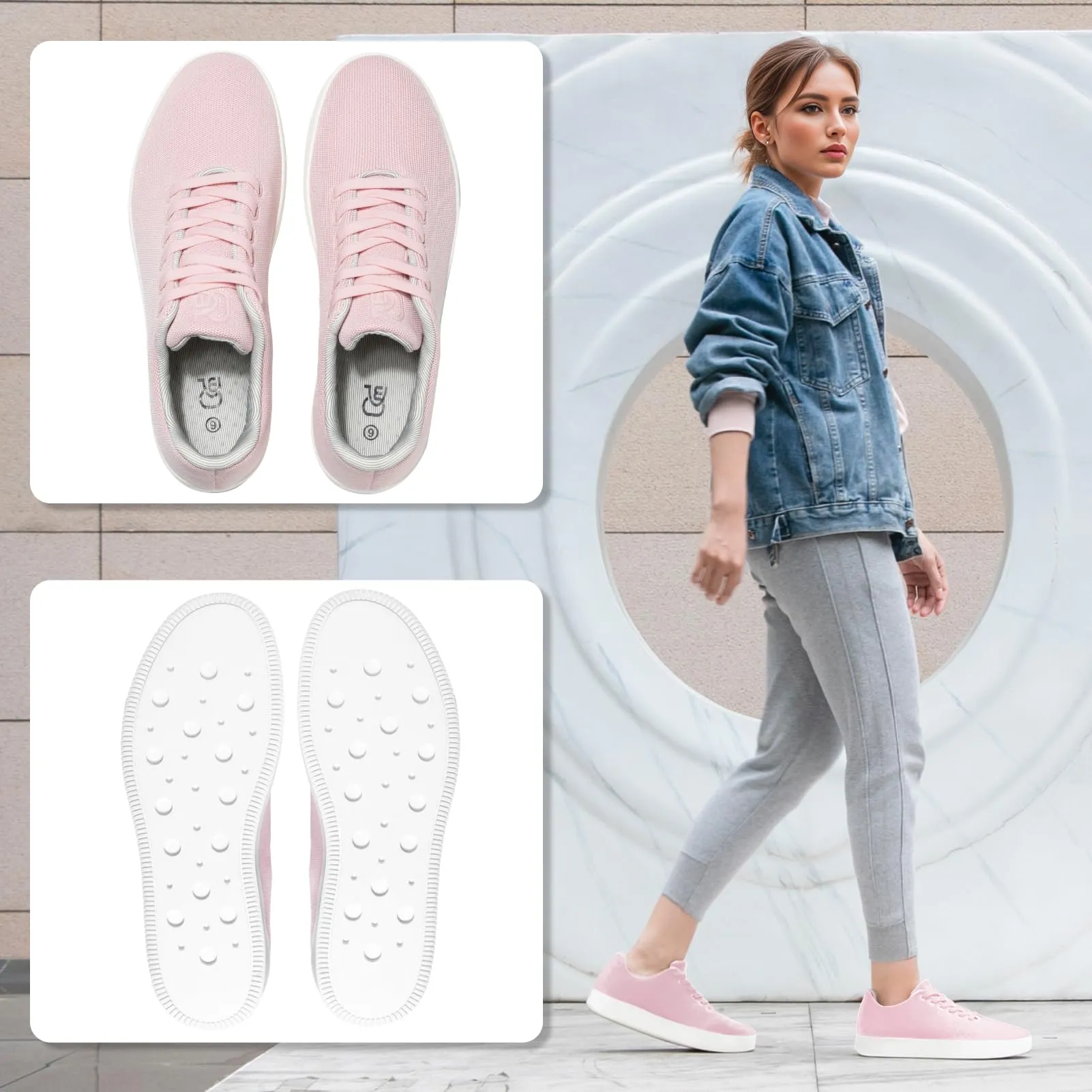 Comfortable Slip-On Loafers for Men & Women–Non-Slip, Lightweight, Breathable Mesh Sneakers, Pink