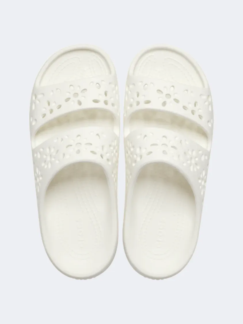 Crocs Classic Floral Cut Out Unisex Lifestyle Slippers Chalk