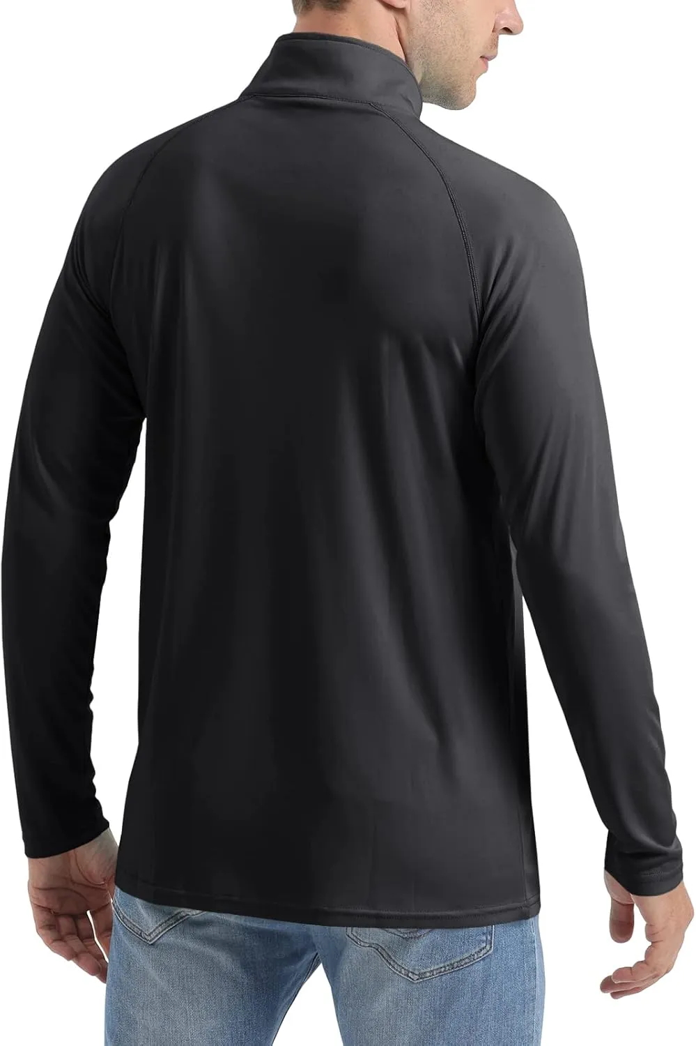 CRYSULLY Men's Long Sleeve 1/4 Zip Shirts Sun Protection Pullover UPF 50  Rash Guard Running Lightweight T Shirt