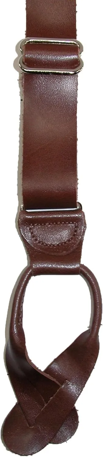 CTM® Men's Coated Leather Button-End Y-Back Suspender with Bachelor Buttons