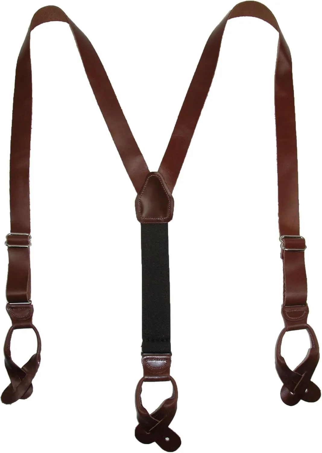CTM® Men's Coated Leather Button-End Y-Back Suspender with Bachelor Buttons