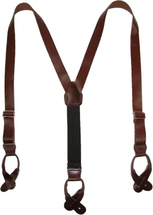 CTM® Men's Coated Leather Button-End Y-Back Suspender with Bachelor Buttons