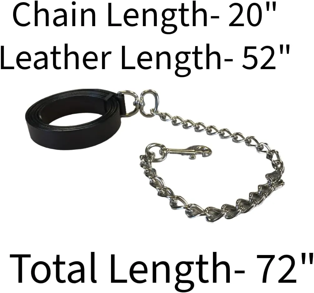 Derby Originals Multipurpose Flat Leather Lead for Cattle, Horses, or Dogs with Chain and Swivel Snap and One-Year Limited Warranty
